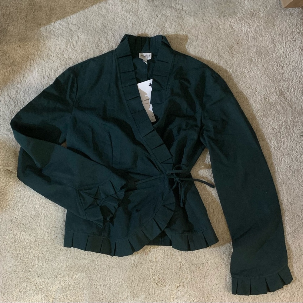 Armani Tie-Front Green Blouse